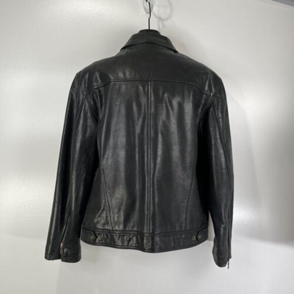 London Brando Men's Leather Jacket Black Sz XL Long Sleeves Zip Front Biker Moto - Picture 2 of 10